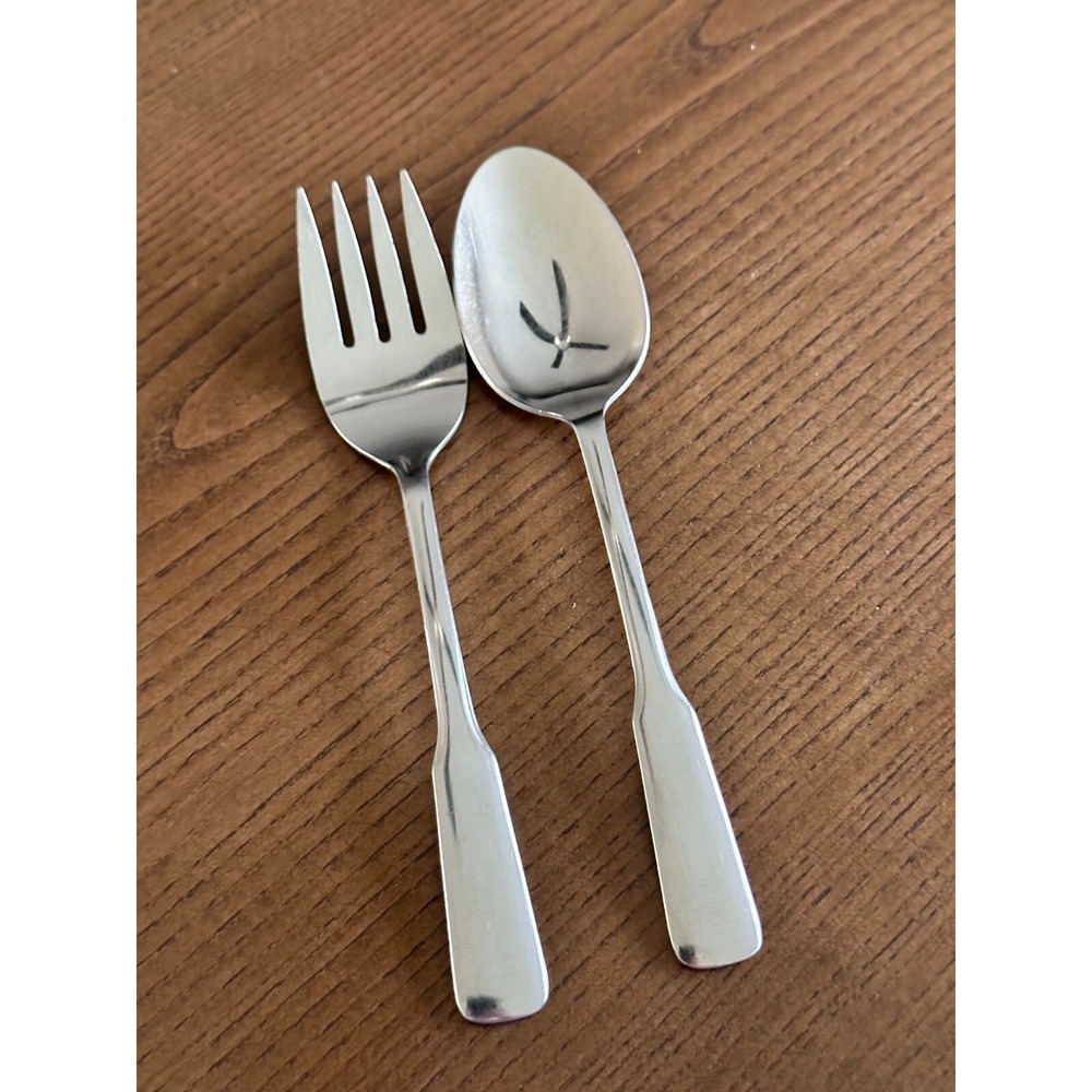 Wm A Rogers Oneida Ltd Stainless FRIENDSHIP/GETTYSBURG 8'' Serving Spoon & Fork